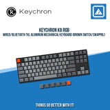 KEYCHRON K8 RGB WIRED/BLUETOOTH TKL ALUMINUM MECHANICAL KEYBOARD (BROWN SWITCH/SWAPPBL)