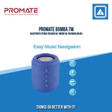 PROMATE BOMBA 7W BLUETOOTH STEREO SPEAKER W/ MICRO SD, FM RADIO (BLUE)