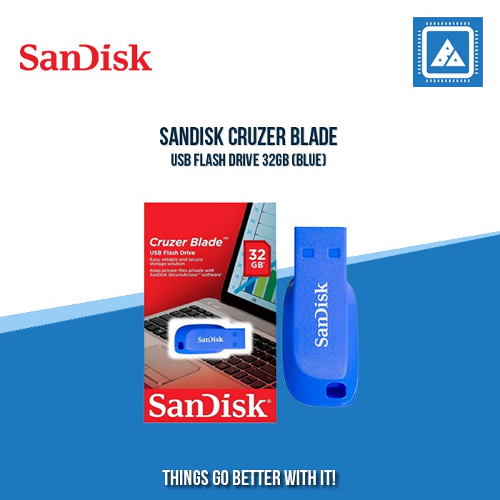 SANDISK CRUZER BLADE USB FLASH DRIVE 32GB (BLUE)