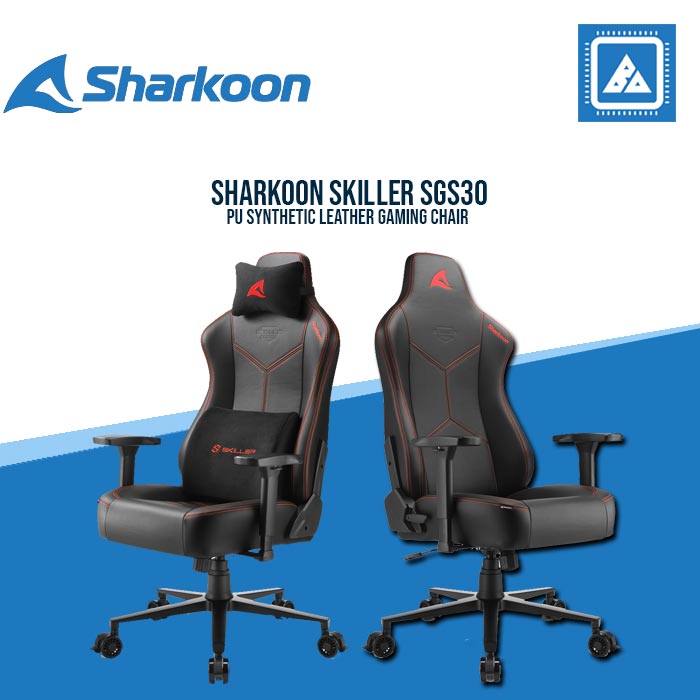 SHARKOON SKILLER SGS30 PU SYNTHETIC LEATHER GAMING CHAIR (BLACK/RED)