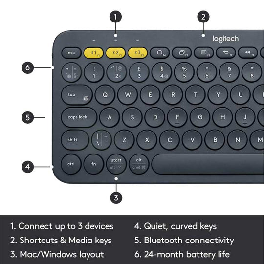 Logitech Bluetooth Multi Device Keyboard K380 Graphite Bluearm Computer Store 2296