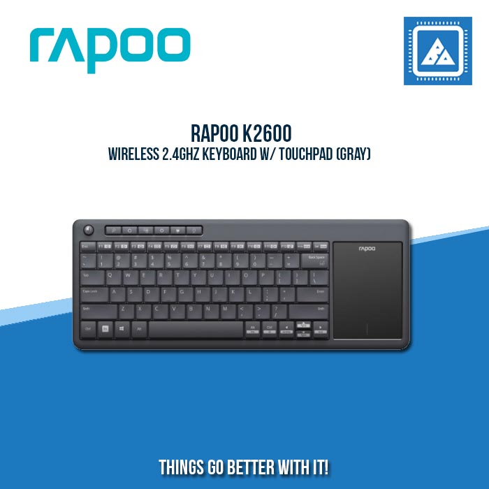RAPOO K2600 WIRELESS 2.4GHZ KEYBOARD W/ TOUCHPAD (GRAY)