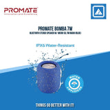 PROMATE BOMBA 7W BLUETOOTH STEREO SPEAKER W/ MICRO SD, FM RADIO (BLUE)