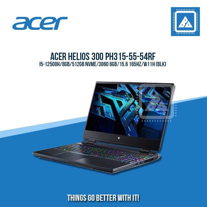 ACER PREDATOR HELIOS 300 PH315-55-54RF I5-12500H/8GB/512GB NVME/3060 6GB | BEST FOR GAMING AND AUTOCAD LAPTOP