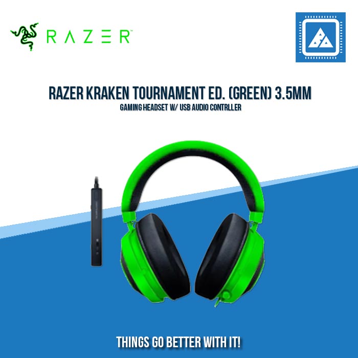 RAZER KRAKEN TOURNAMENT ED. (GREEN) 3.5MM GAMING HEADSET W/ USB AUDIO CONTRLLR