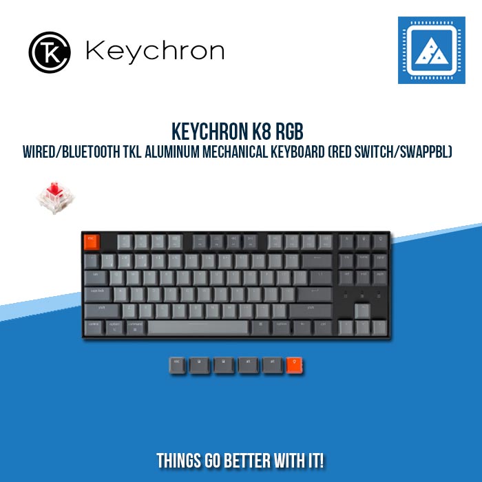 KEYCHRON K8 RGB WIRED/BLUETOOTH TKL ALUMINUM MECHANICAL KEYBOARD (RED SWITCH/SWAPPBL)