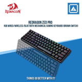 REDRAGON ZED PRO RGB WIRED/WIRELESS/BLUETOOTH MECHANICAL GAMING KEYBOARD (BROWN SWITCH)
