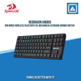 REDRAGON ANUBIS RGB WIRED/WIRELESS/BLUETOOTH TKL MECHANICAL KEYBOARD (BROWN SWITCH)