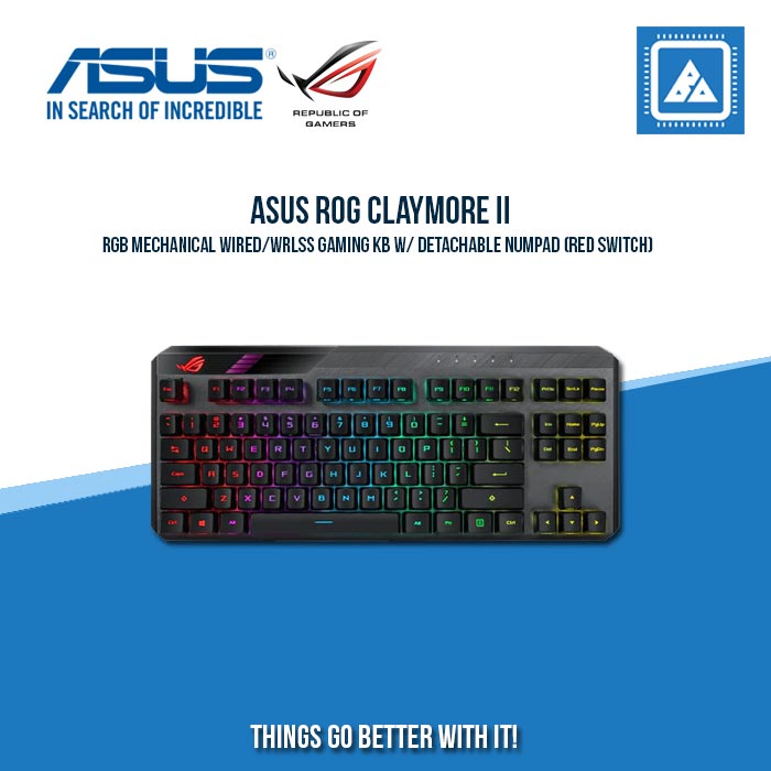 ASUS ROG CLAYMORE II RGB MECHANICAL WIRED/WRLSS GAMING KB W/ DETACHABLE NUMPAD (RED SWITCH)