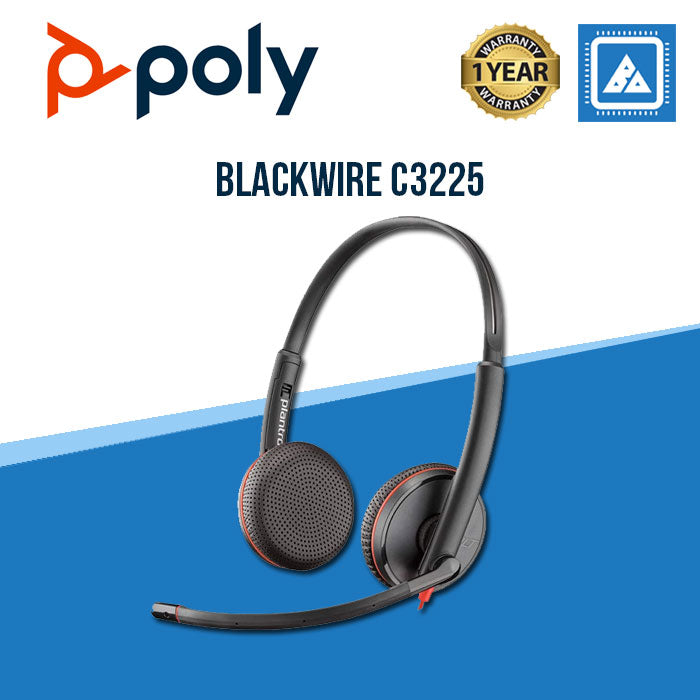 Plantronics Blackwire 3225 USB-A Headset, On-Ear Mono Headset, Wired