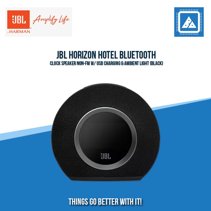 JBL HORIZON HOTEL BLUETOOTH CLOCK SPEAKER NON-FM W/ USB CHARGING & AMBIENT LIGHT (BLACK)