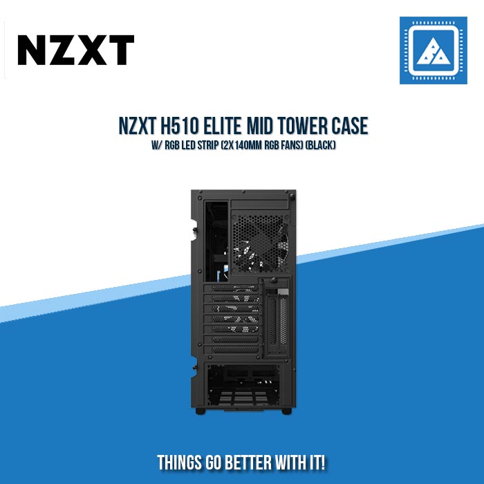 NZXT H510 ELITE MID TOWER CASE W/ RGB LED STRIP (2X140MM RGB FANS) (BLACK)