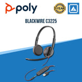 Plantronics Blackwire 3225 USB-A Headset, On-Ear Mono Headset, Wired
