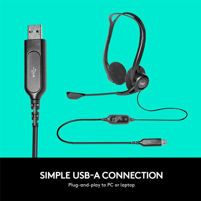 Logitech H370 USB Computer Headset Digital Sound Noise Canceling Mic