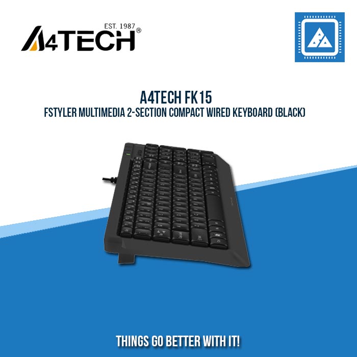 A4TECH FK15 FSTYLER MULTIMEDIA 2-SECTION COMPACT WIRED KEYBOARD (BLACK)