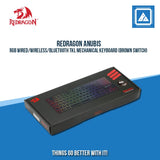 REDRAGON ANUBIS RGB WIRED/WIRELESS/BLUETOOTH TKL MECHANICAL KEYBOARD (BROWN SWITCH)