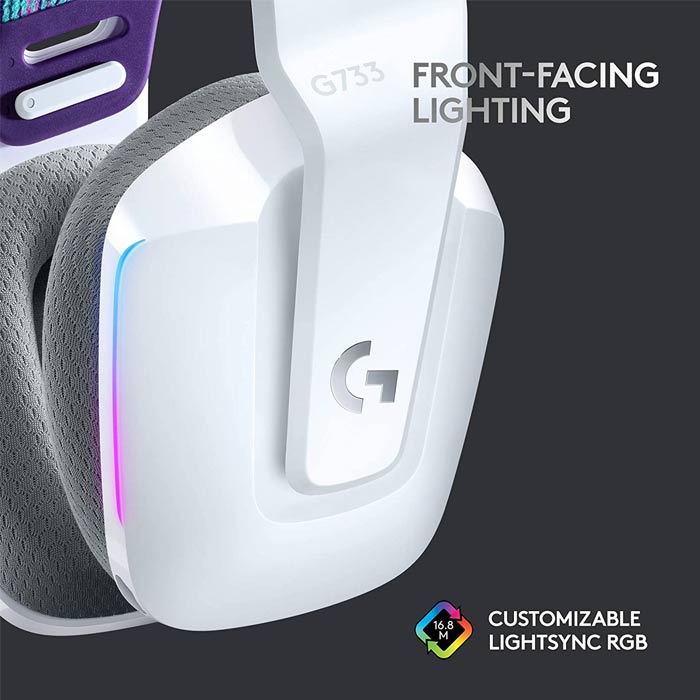 LOGITECH G733 LIGHTSPEED WIRELESS RGB GAMING HEADSET (WHITE | BLACK) W/ HEADSET STAND