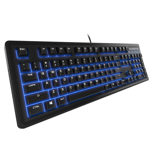 SteelSeries Apex 100 Gaming Keyboard - Tactile & Silent - Blue LED Backlit - Splash Resistant - Media Controls