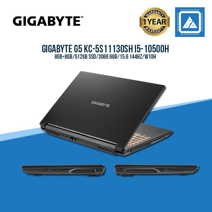 Gigabyte G5 KC 5S11130SH - 15.6in FHD 144Hz, Core i5-10500H | 16GB RAM | 512GB PCIe SSD | RTX 3060 6GB GDDR6 | Win10