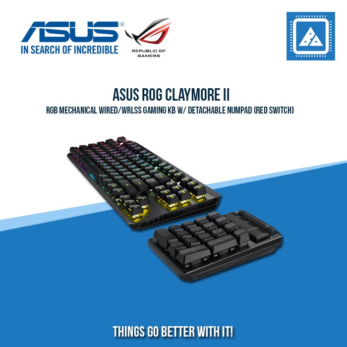 ASUS ROG CLAYMORE II RGB MECHANICAL WIRED/WRLSS GAMING KB W/ DETACHABLE NUMPAD (RED SWITCH)