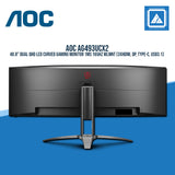 AOC AG493UCX2 48.8" DUAL QHD LED CURVED GAMING MONITOR 1MS 165HZ WLMNT (3XHDMI, DP, TYPE-C, USB3.1)