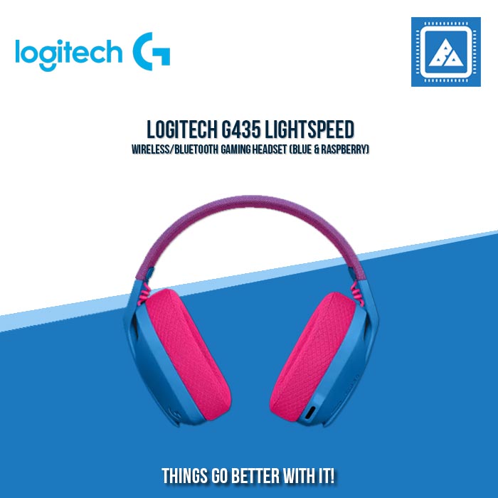 LOGITECH G435 LIGHTSPEED WIRELESS/BLUETOOTH GAMING HEADSET (BLUE & RASPBERRY)