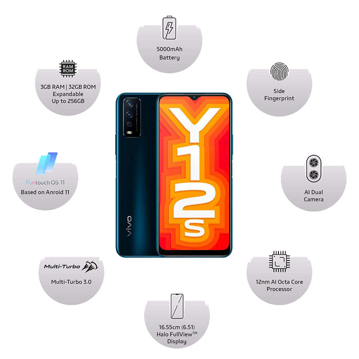 VIVO Y12S V2042 3GB/32GB DUAL SIM MOBILE PHONE BLACK | BLUE