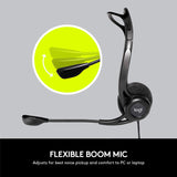 Logitech H370 USB Computer Headset Digital Sound Noise Canceling Mic