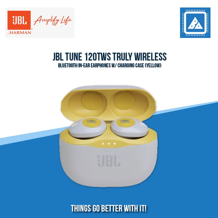 JBL TUNE 120TWS TRULY WIRELESS BLUETOOTH IN-EAR EARPHONES W/ CHARGING CASE (YELLOW)