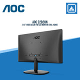 AOC 22B2HN 21.5" WIDE BLACK FHD LED MONITOR (VGA, HDMI)