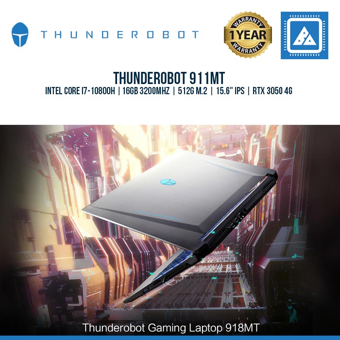 THUNDEROBOT 911MT | Intel core i7-10800h |16GB 3200mhz | 512G M.2 | 15.6" Ips | RTX 3050 4G