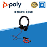 Plantronics - Blackwire 3320 USB-A - Wired, Dual-Ear (Stereo) Headset