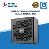 Super Flower LEGION Gold GX 650W 80Plus Gold Semi-Modular All Black Flat Cables Power Supply SF-650P14XE