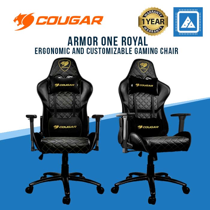 COUGAR GAMING CHAIR ARMOR ONE ROYAL / ADJUSTABLE DESIGN / 3D ARM REST / BLACK-ROYAL GOLD