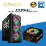 Gamdias ATHENA M1 - Tempered Glass Mid-Tower CASE (Bundle GAMDIAS POWER SUPPLY KRATOS E1-500)