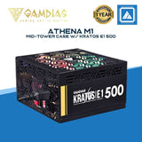 Gamdias ATHENA M1 - Tempered Glass Mid-Tower CASE (Bundle GAMDIAS POWER SUPPLY KRATOS E1-500)