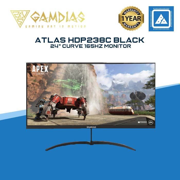 Gamdias Atlas HDP238C 23.8 Inches VA Curved165hz 1920x 1080 resolution, 16.7M color, Flicker freem G-sync Compatible, Display Gaming Monitor