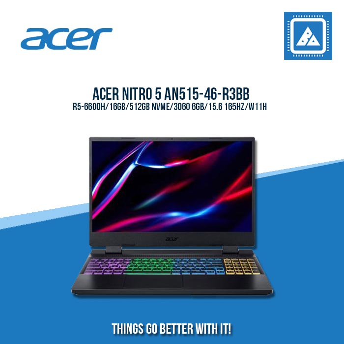 ACER NITRO 5 AN515-46-R3BB R5-6600H/16GB/512GB NVME/3060 6GB | BEST FOR GAMING AND AUTOCAD LAPTOP