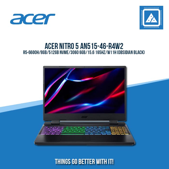 ACER NITRO 5 AN515-46-R4W2 R5-6600H/8GB/512GB NVME/3060 6GB | BEST FOR GAMING AND AUTOCAD LAPTOP