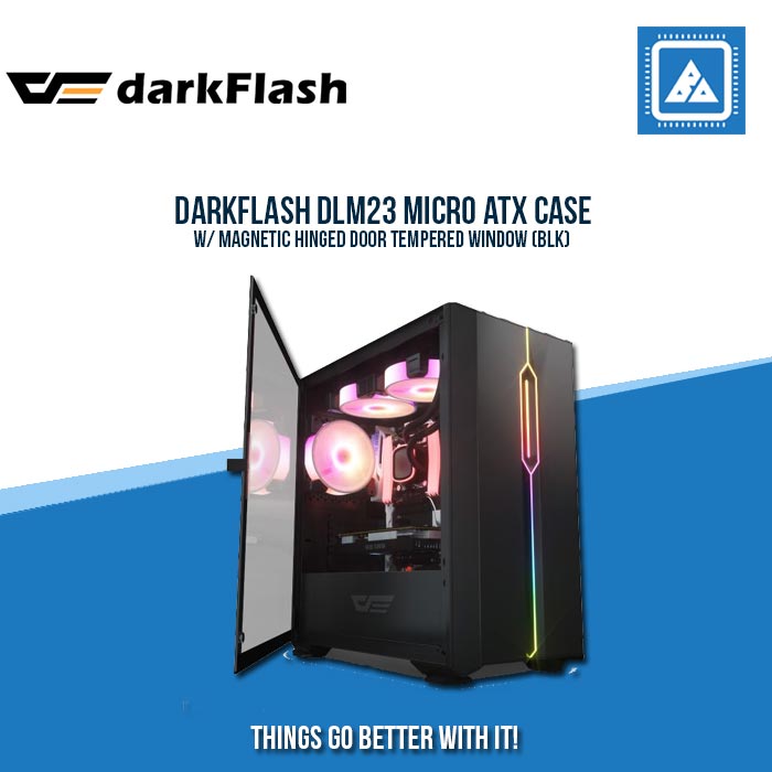 DARKFLASH DLM23 MICRO ATX CASE W/ MAGNETIC HINGED DOOR TEMPERED WINDOW (BLK)