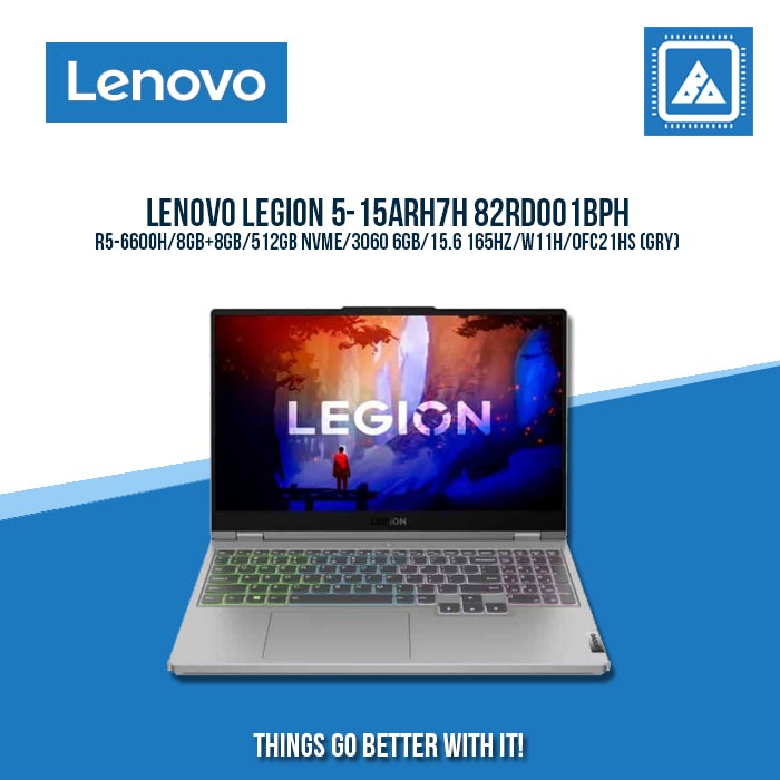 LENOVO LEGION 5-15ARH7H 82RD001BPH R5-6600H/8GB+8GB/512GB NVME/3060 6GB | BEST FOR GAMING AND AUTOCAD LAPTOP