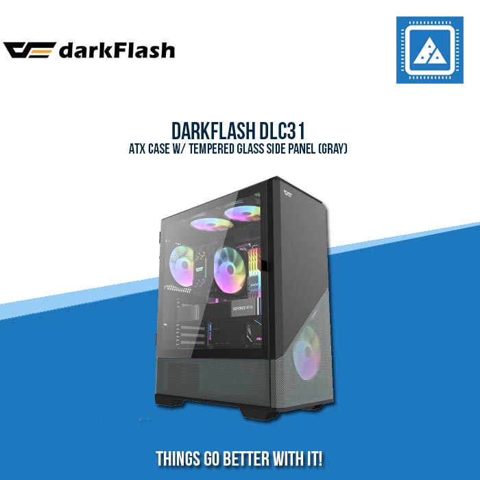 DARKFLASH DLC31 ATX CASE W/ TEMPERED GLASS SIDE PANEL (GRAY)
