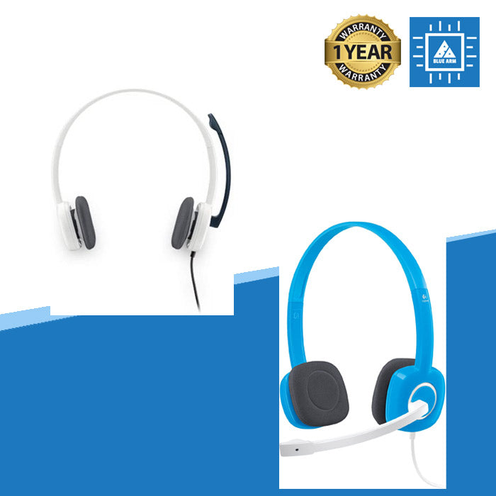 Logitech H150 Stereo Headset with Noise-Cancelling Mic (Blue and White)