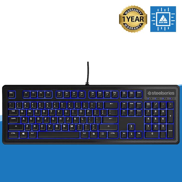 SteelSeries Apex 100 Gaming Keyboard - Tactile & Silent - Blue LED Backlit - Splash Resistant - Media Controls