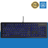 SteelSeries Apex 100 Gaming Keyboard - Tactile & Silent - Blue LED Backlit - Splash Resistant - Media Controls