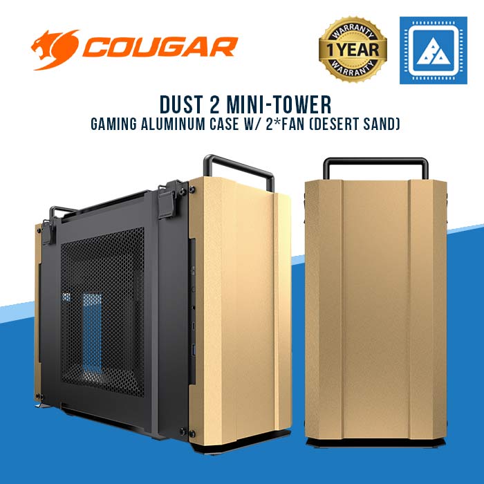 COUGAR DUST 2 MINI-TOWER GAMING ALUMINUM CASE W/ 2*FAN/DESERT SAND (M-ITX)