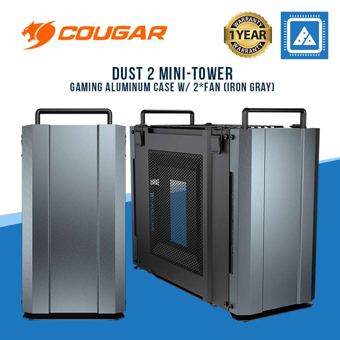 COUGAR DUST 2 MINI-TOWER GAMING ALUMINUM CASE W/ 2*FAN/IRON GRAY (M-ITX)