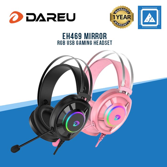 DAREU MIRROR EH469 RGB USB GAMING HEADSET ( BLACK | PINK )
