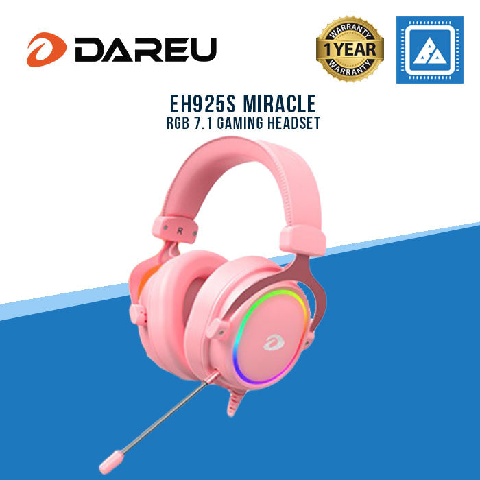 DAREU MIRACLE EH925S RGB 7.1 GAMING HEADSET – PINK EDITION | 53MM DRIVERS | USB CONNECTION