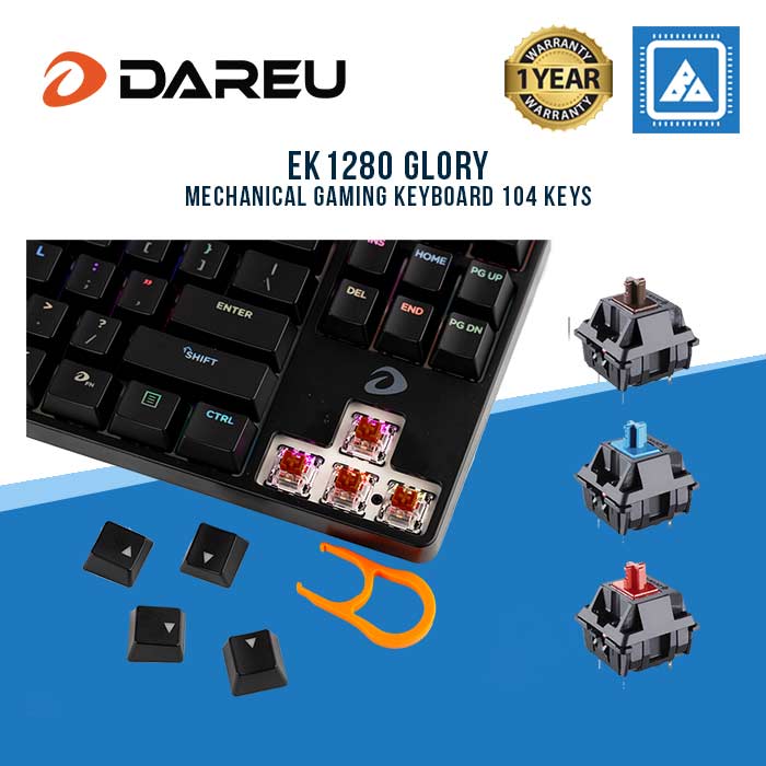 Dareu EK-1280 Glory Mechanical Keyboard Fullsize Three Switches 104 Keys